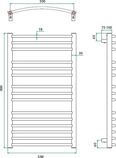 Полотенцесушитель водяной Grota Calma 53x90