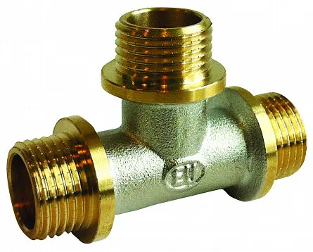 Тройник никелированный наружная резьба Euros 1/2* Тройник никелированный наружная резьба Euros 1/2*