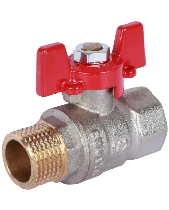 Кран шаровой полнопроходной внутренняя / наружная резьба, ручка бабочка Rommer 1/2* Кран шаровой полнопроходной внутренняя / наружная резьба, ручка бабочка Rommer 1/2*