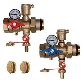 Комплект шаровых кранов с термометрами Giacomini R269T (2 шаровых крана, 2 вставки с термометрами, 2 воздухоотодчика) Комплект шаровых кранов с термометрами Giacomini R269T (2 шаровых крана, 2 вставки с термометрами, 2 воздухоотодчика)