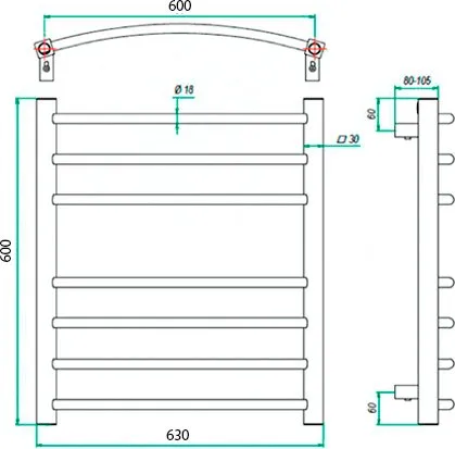 Полотенцесушитель электрический Grota Eco Calma 63х60