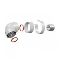 Начальный участок Rommer 60/100 мм (для котлов Baxi (кроме ECO Nova/Classic), Ariston, Vaillant, Viessmann, Kiturami, Mizudo, Beretta, Oasis, Wolf, Haier, Tiberis, DeDietrich, Arderia), в комплекте хомут + втулка (D60 мм, L 50 мм)