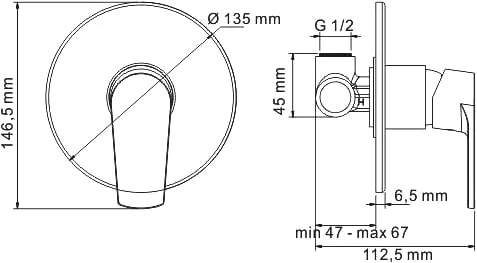 Смеситель Wasserkraft Dill 6151 С ВНУТРЕННЕЙ ЧАСТЬЮ, для душа