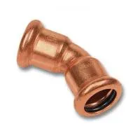 Пресс отвод для медных труб SANHA 15 х 45° (ВПр)