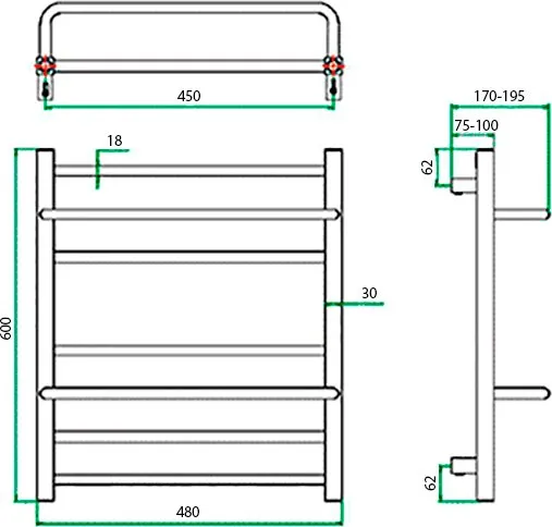 Полотенцесушитель водяной Grota Vista 48x60