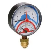 Термоманометр ICMA 258 - 1/2* (D-80мм, шкала 0-6 бар / 0-120°C)