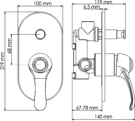 Смеситель для ванны с душем Wasserkraft Isar 1361 С ВНУТРЕННЕЙ ЧАСТЬЮ
