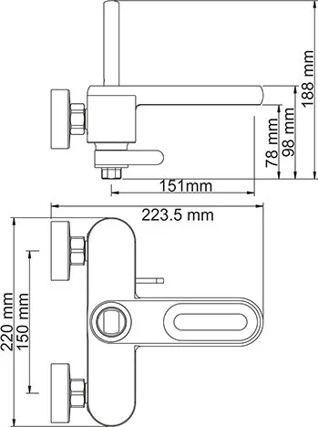 Смеситель для ванны с душем Wasserkraft Kammel 1801