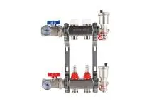 Колекторная группа для теплого пола из нержавеющей стали Rommer 1* х 3/4* - 2 выхода (в сборе с расходомерами)