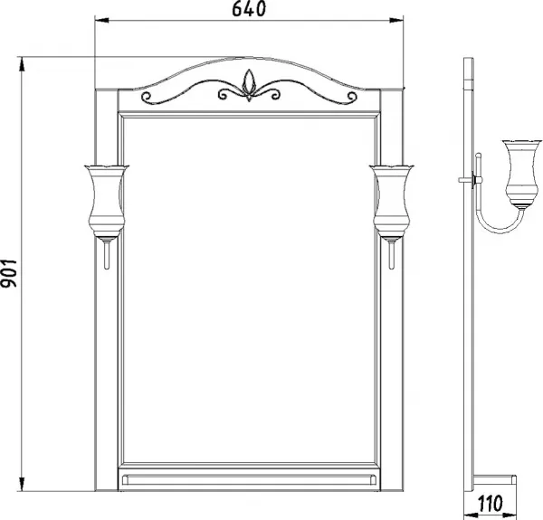 Зеркало ASB-Woodline Салерно 65 со светильниками, орех антикварный