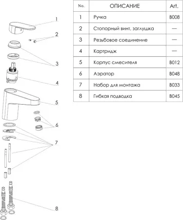 Смеситель для раковины Wasserkraft Donau 5303