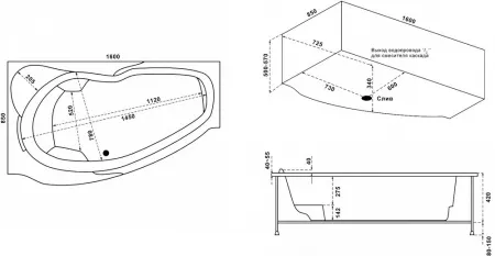Акриловая ванна Bas Мартиника 160x85 L
