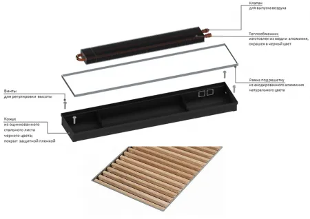 Конвектор внутрипольный Gekon Eco 380 х 110 х 1600 (решётка роликовая, светлое дерево) Конвектор внутрипольный Gekon Eco 380 х 110 х 1600 (решётка роликовая, светлое дерево)