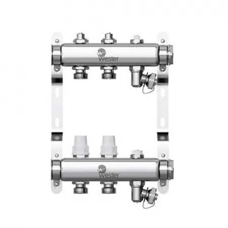 Коллекторная группа для радиаторного отопления Wester W903 - 1* на 2 контура 3/4* Евроконус Коллекторная группа для радиаторного отопления Wester W903 - 1* на 2 контура 3/4* Евроконус