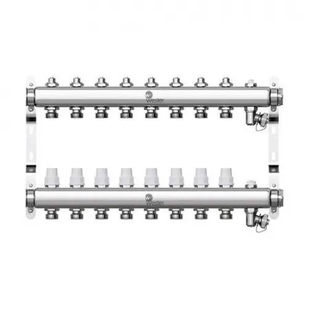 Коллекторная группа для радиаторного отопления Wester W903 - 1* на 8 контуров 3/4* Евроконус Коллекторная группа для радиаторного отопления Wester W903 - 1* на 8 контуров 3/4* Евроконус