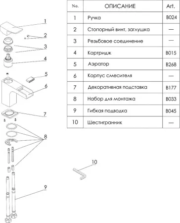Смеситель для раковины Wasserkraft Aller 1069