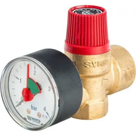 Клапан предохранительный для систем отопления WATTS SVM 1/2* х 3/4* (2.5 бар) (с манометром)