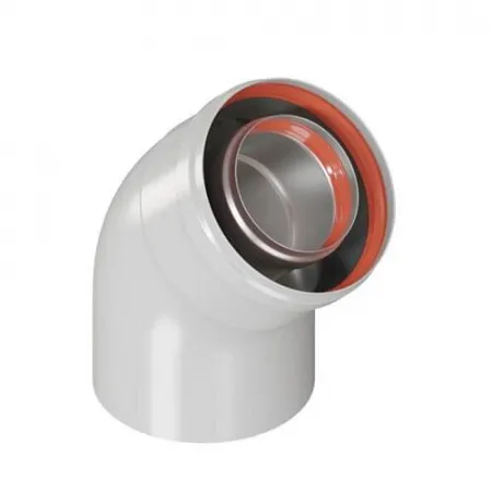 ROMMER RCA-6010-000045 Отвод промежуточный раструбн. 45 гр. 60/100 (наружный диаметр мама/папа)