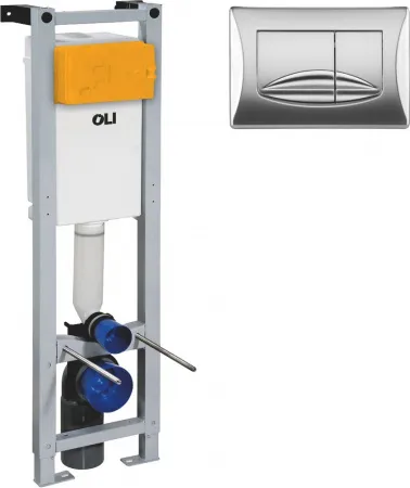 Система инсталляции для унитазов OLI Quadra 280490mRI00 с кнопкой смыва, хром глянец