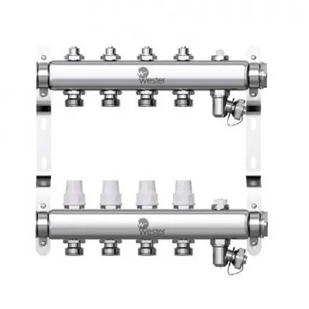 Коллекторная группа для радиаторного отопления Wester W903 - 1* на 4 контура 3/4* Евроконус Коллекторная группа для радиаторного отопления Wester W903 - 1* на 4 контура 3/4* Евроконус