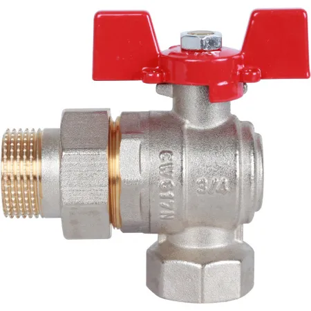 Кран шаровой полнопроходной угловой американка внутренняя / наружная резьба, ручка бабочка Rommer 3/4* Кран шаровой полнопроходной угловой американка внутренняя / наружная резьба, ручка бабочка Rommer 3/4*