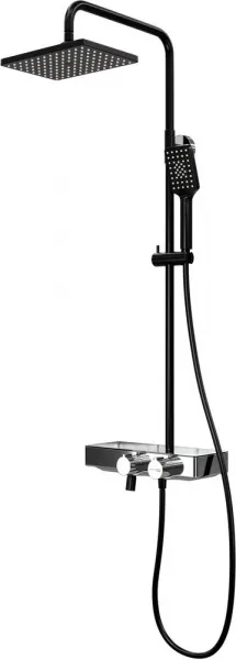 Душевая перегородка Wasserkraft Abens 20W39 90 см, профиль черный + душевая стойка