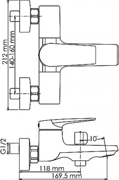 Смеситель для ванны с душем Wasserkraft Wiese 8401