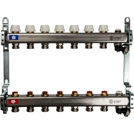 Коллекторная группа для отопления STOUT 0932 - 7 выходов Коллекторная группа для отопления STOUT 0932 - 7 выходов