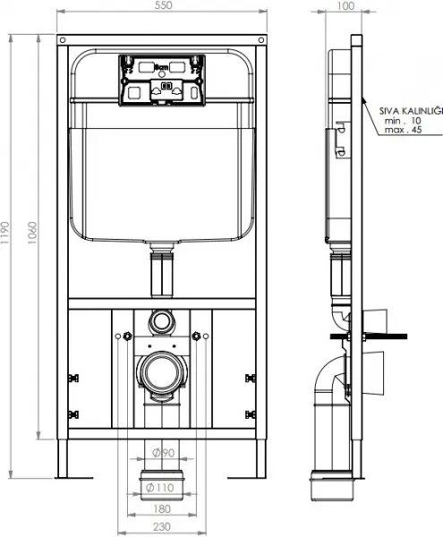 Система инсталляции для унитазов SantiLine SL-04 с кнопкой смыва