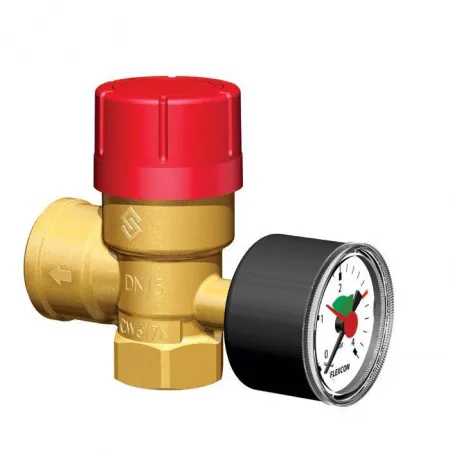 Клапан предохранительный для систем отопления с манометром Flamco Prescomano 1/2* х 3/4* (3 бар) TRD