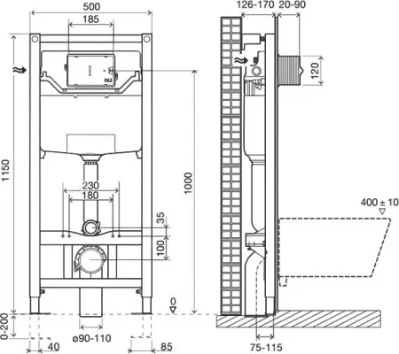 Система инсталляции для унитазов OLI Oli 120 eco 879236 Sanitarblock mechanic