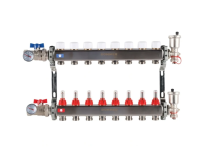 Колекторная группа для теплого пола из нержавеющей стали Rommer 1* х 3/4* - 8 выходов (в сборе с расходомерами)