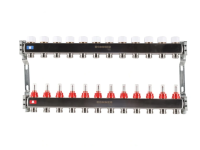 Колекторная группа для теплого пола из нержавеющей стали Rommer 1* х 3/4* - 12 выходов (с расходомерами)