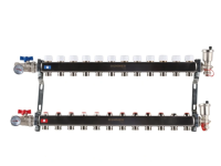 Колекторная группа для отопления из нержавеющей стали Rommer 1* х 3/4* - 12 выходов (в сборе без расходомеров)