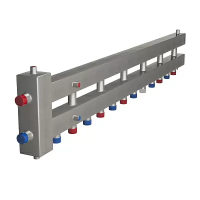 Распределительный коллектор 7 отопительных контуров с гидравлическим разделителем Rispa ГРУ+КМГ 60-7ВН НЕРЖ.