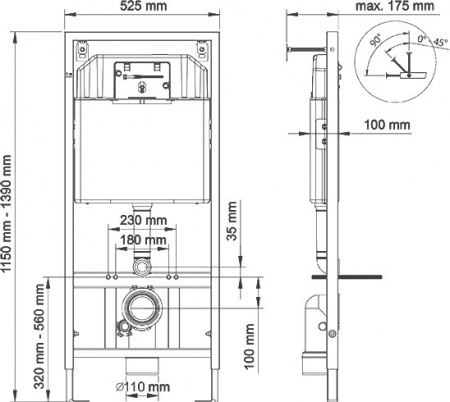 Система инсталляции для унитазов Berges Wasserhaus Novum 040242 с кнопкой смыва, матовый хром