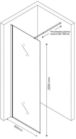 Душевая перегородка Berges Wasserhaus Sky Black 064008 80x200, профиль черный