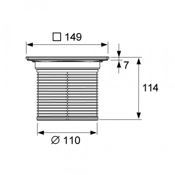 Декоративная решетка TECEdrainline S 150 х 150 мм, с рамкой из нержавеющей стали и удлинителем
