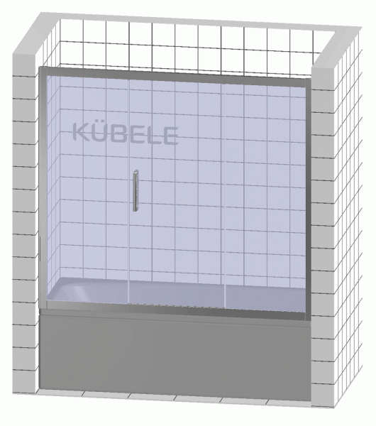 Шторка на ванну Kubele DE019P3-MAT-BR 175х150 см, профиль бронза