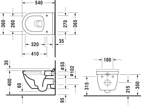 Комплект  Унитаз подвесной Duravit Starck 3 45270900A1 комплект + Система инсталляции для унитазов TECE Base NEW с кнопкой смыва