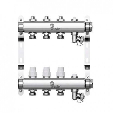 Коллекторная группа для радиаторного отопления Wester W903 - 1* на 3 контура 3/4* Евроконус