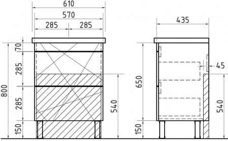 Тумба с раковиной Vigo Geometry 60 бетон