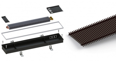 Конвектор внутрипольный itermic ITTL 220 х 70 х 3000 (решётка роликовая, тёмно коричневая)