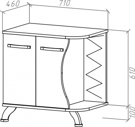 Мебель для ванной Bellezza Рио 70 L, черно-белая