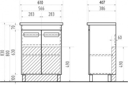 Тумба с раковиной Vigo Plaza 60 2 дверцы