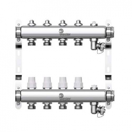 Коллекторная группа для радиаторного отопления Wester W903 - 1* на 4 контура 3/4* Евроконус