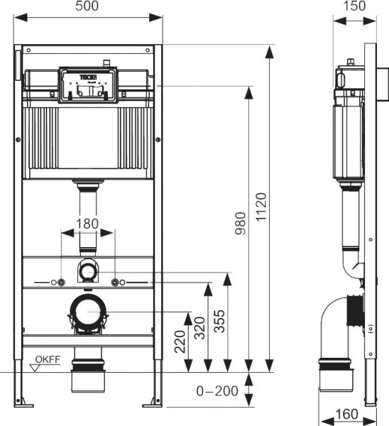 Система инсталляции для унитазов TECE Base K440322 с кнопкой смыва