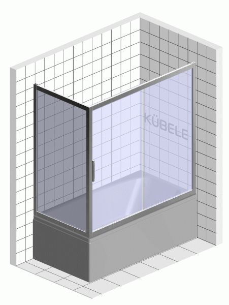 Шторка на ванну Kubele DE019PR-MAT-MT 150х70 см, профиль матовый хром