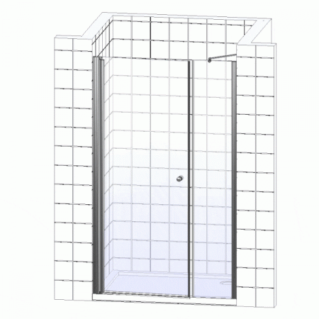 Душевая дверь в нишу Vegas Glass EP-F-2 110 07 10 R профиль матовый хром, стекло сатин