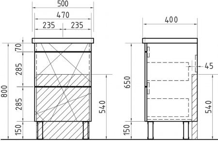 Тумба с раковиной Vigo Geometry 50 бетон